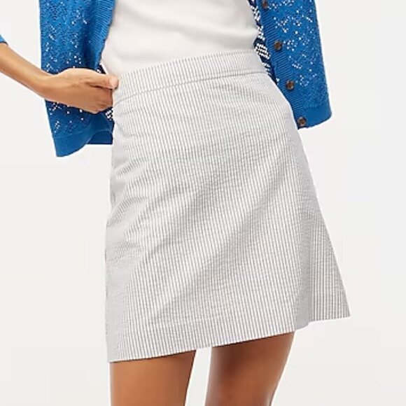 J. Crew Factory Dresses & Skirts - J. Crew Seersucker Cotton A-line Mini Skirt Stripes Size 10/M NWT